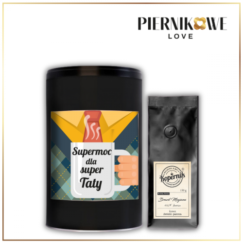 SUPERMOC DLA SUPER TATY PUSZKA CZARNA KAWA 150G - POMYSŁ NA PREZENT DLA TATY