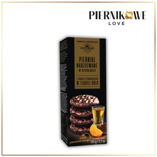 PIERNIKI W CZEKOLADZIE Z NADZIENIEM O SMAKU POMARAŃCZOWYM Z CIASTA LEŻAKUJĄCEGO W TEQUILI GOLD