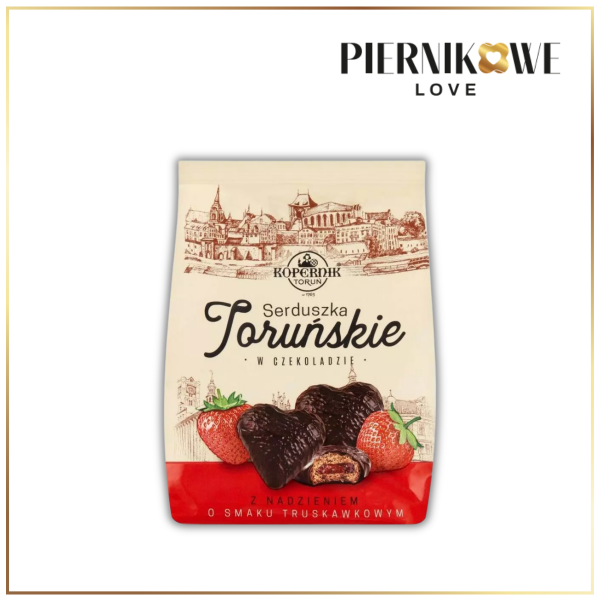 SERDUSZKA TORUŃSKIE O SMAKU TRUSKAWKOWYM W CZEKOLADZIE